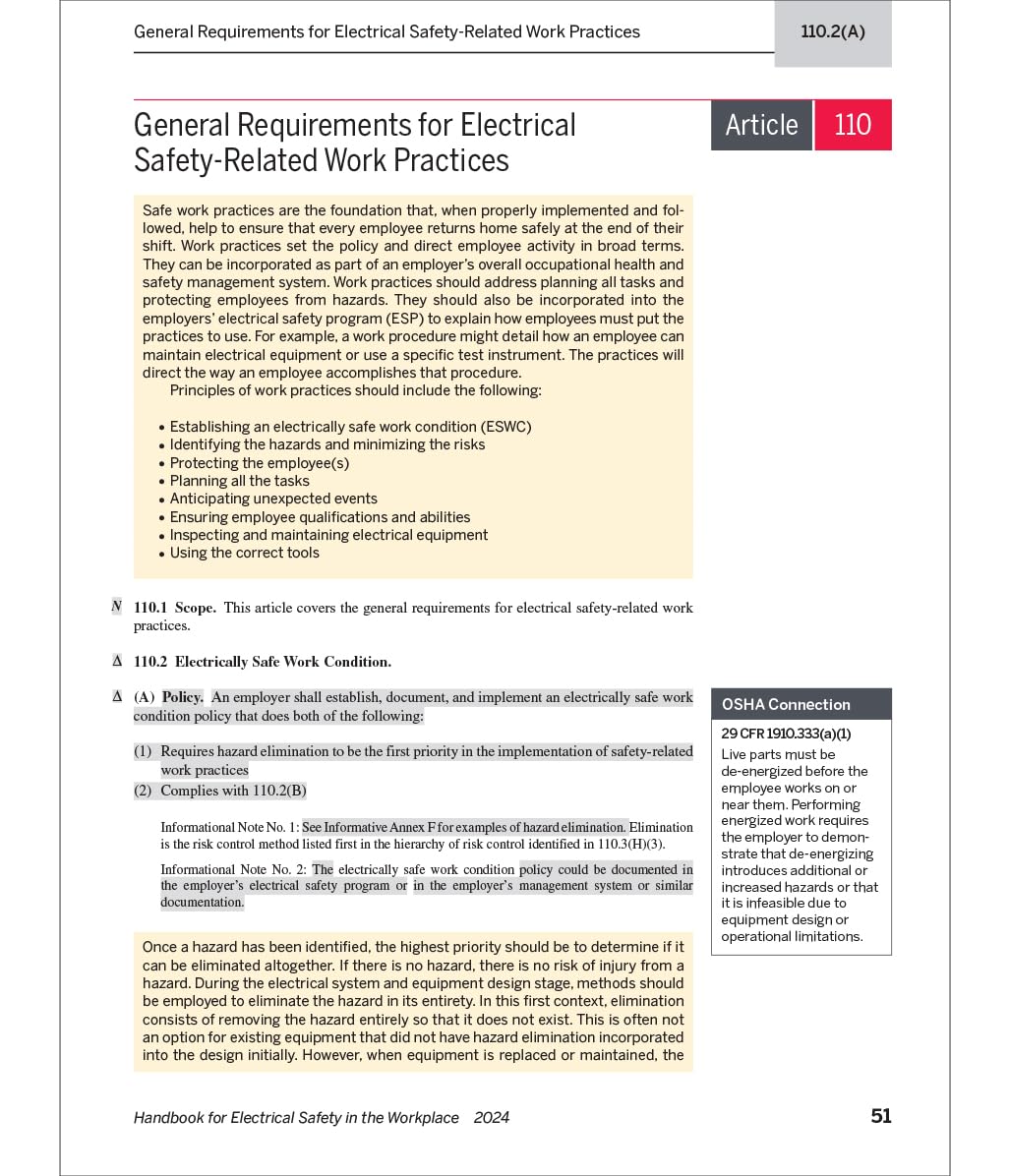 NFPA 70E, Handbook for Electrical Safety in the Workplace, 2024 Edition (International Electrical Code® Series)