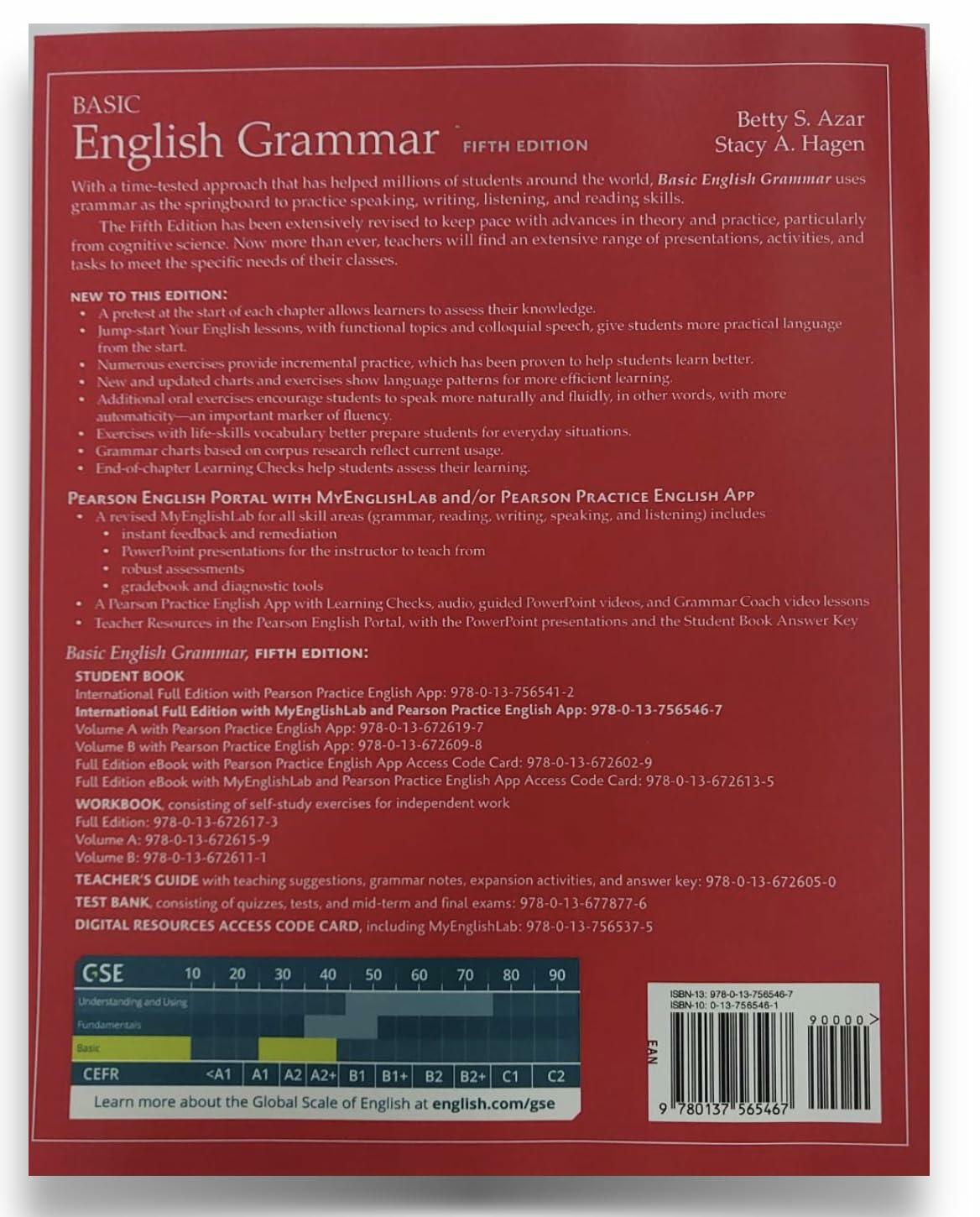 Azar-Hagen Grammar - (AE) - 5th Edition - Student Book with MyEnglishLab (International Edition) - Basic English Grammar