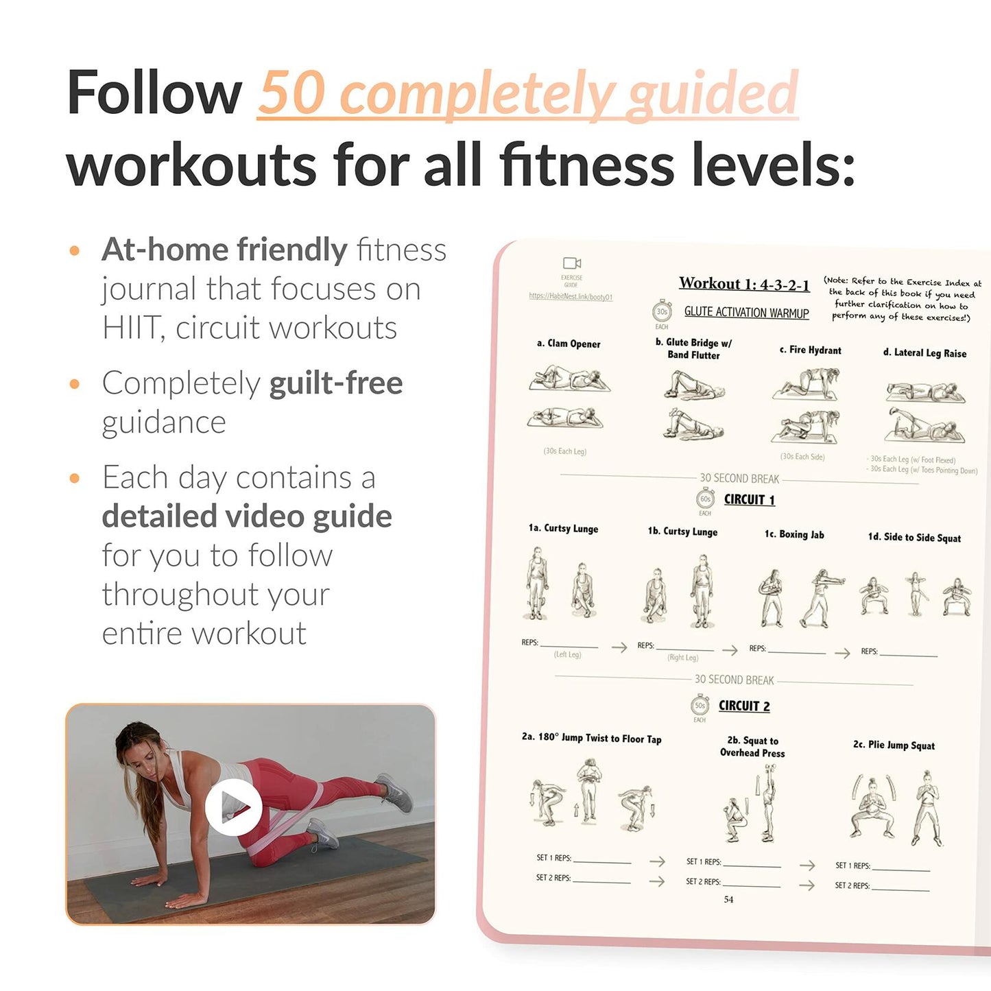 Badass Body Goals: Booty Shaping & Resistance Training Fitness Journal. 10-Week Circuit Training & Personal Resistance Training Program and Fitness Planner by Jennifer Cohen & Habit Nest.