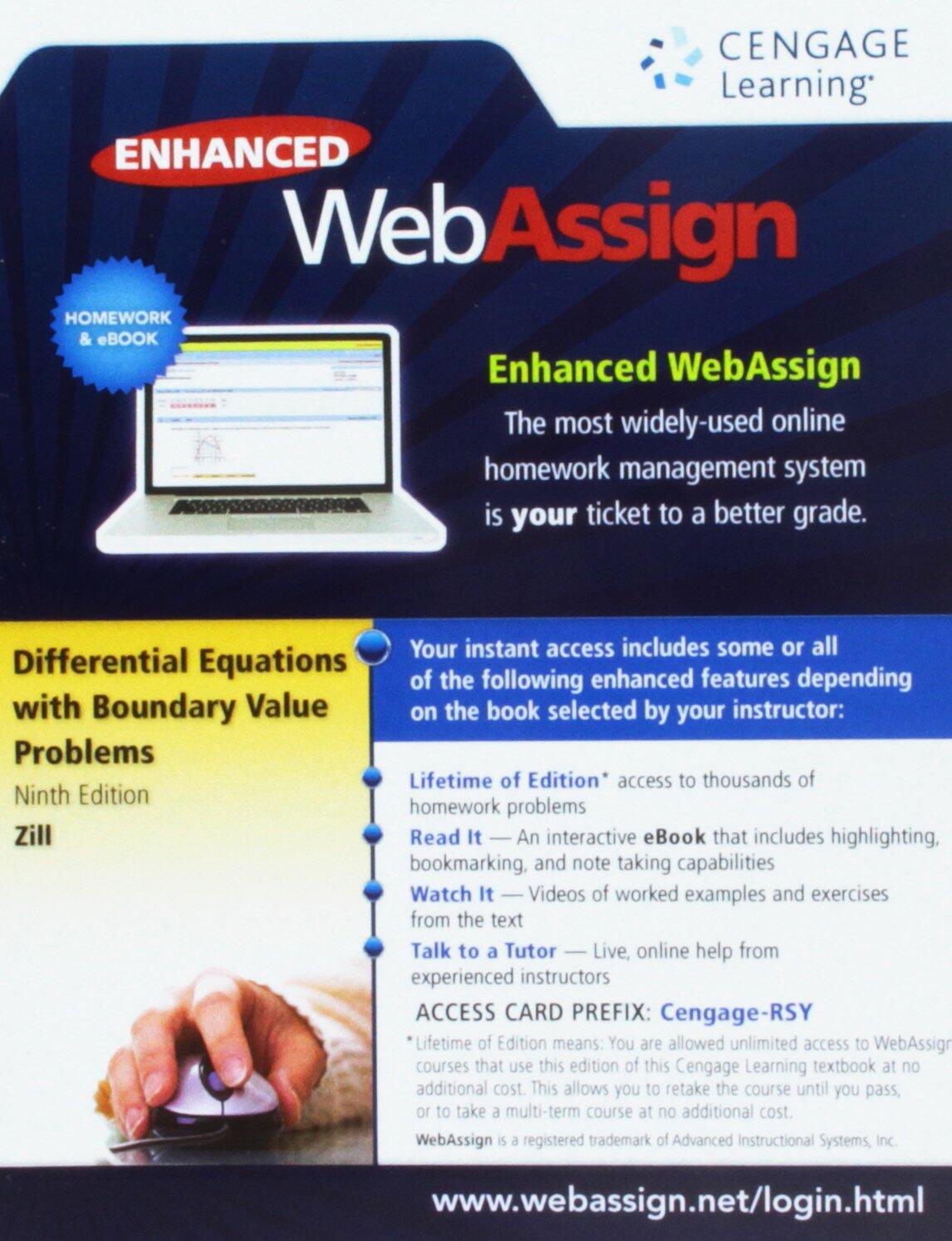 Bundle: Differential Equations with Boundary-Value Problems, Loose-leaf Version, 9th + WebAssign Printed Access Card for Zill's Differential Equations ... Problems, 9th Edition, Single-Term