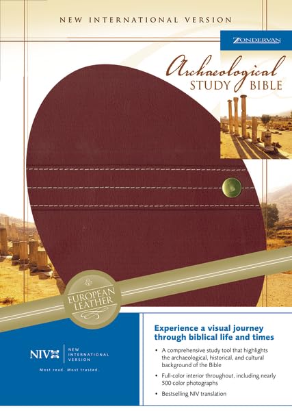 Archaeological Study Bible: Scarlet, European Leather