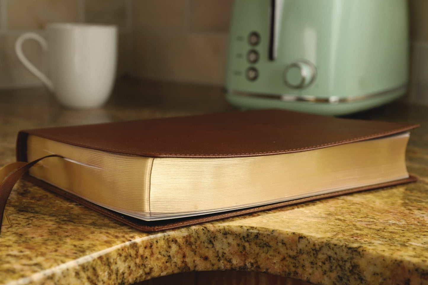 NIV, Thinline Bible, Giant Print, Genuine Leather, Buffalo, Brown, Red Letter, Art Gilded Edges, Comfort Print