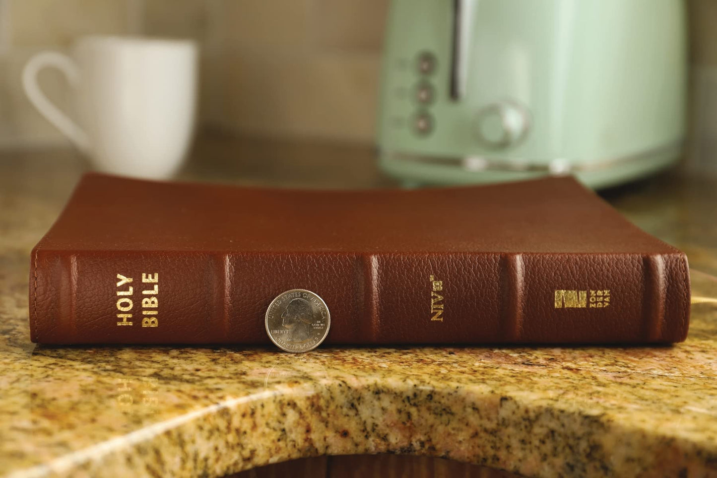 NIV, Thinline Bible, Giant Print, Genuine Leather, Buffalo, Brown, Red Letter, Art Gilded Edges, Comfort Print