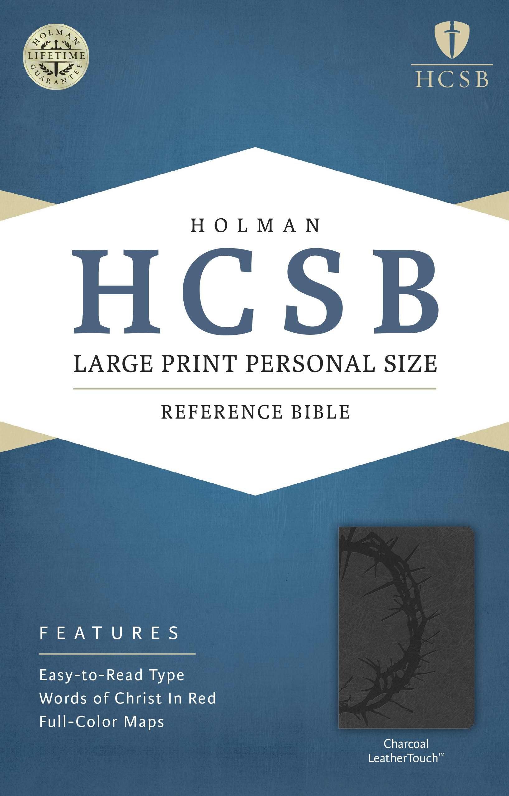 HCSB Large Print Personal Size Bible, Charcoal LeatherTouch