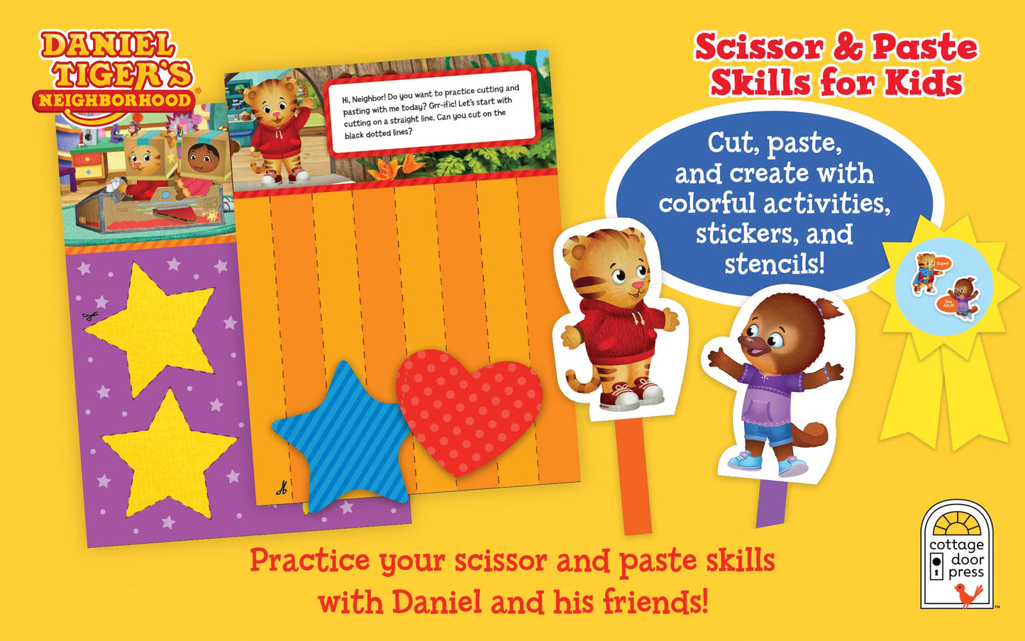 Daniel Tiger Scissor, Cut & Paste Skills for Kids Ages 3-5, Includes Stickers & Stencils! A Cutting and Pasting Activity Workbook