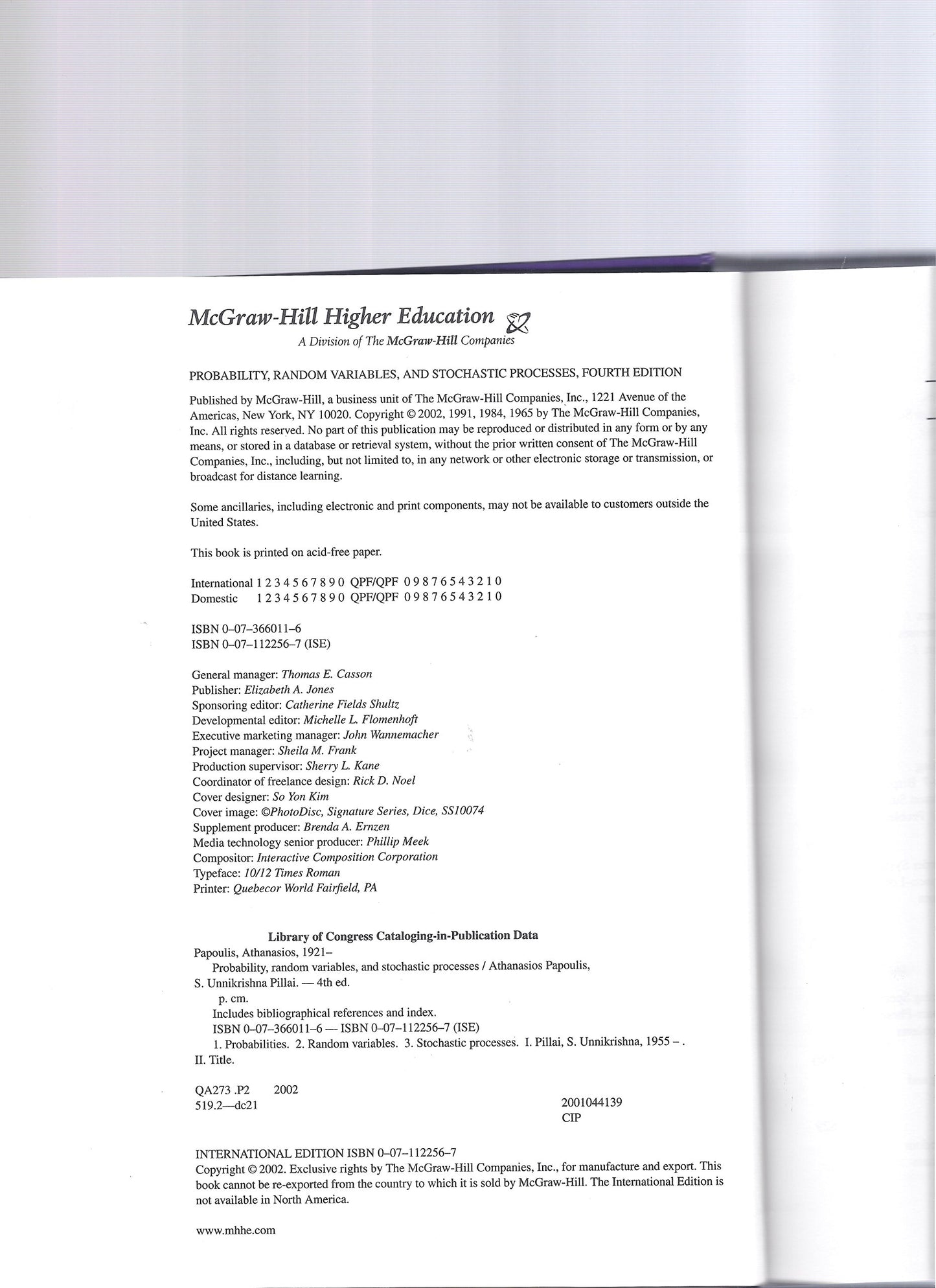 Probability, Random Variables and Stochastic Processes
