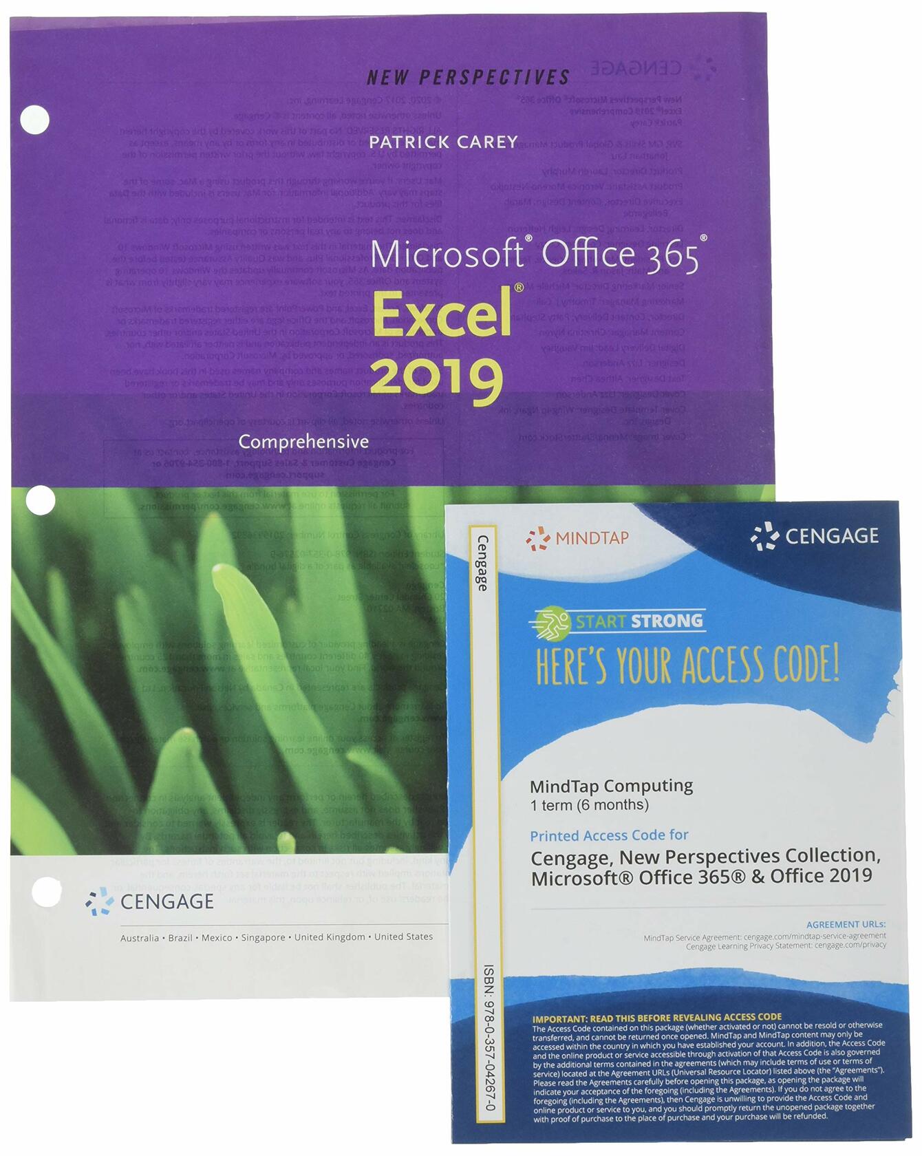 Bundle: New Perspectives Microsoft Office 365 & Excel 2019 Comprehensive, Loose-leaf Version + MindTap, 1 term Printed Access Card [Product Bundle] Carey, Patrick