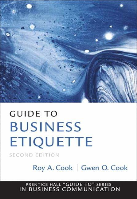 Guide to Business Etiquette (Prentice Hall Guide To: Business Communication) [Paperback] Cook, Gwen