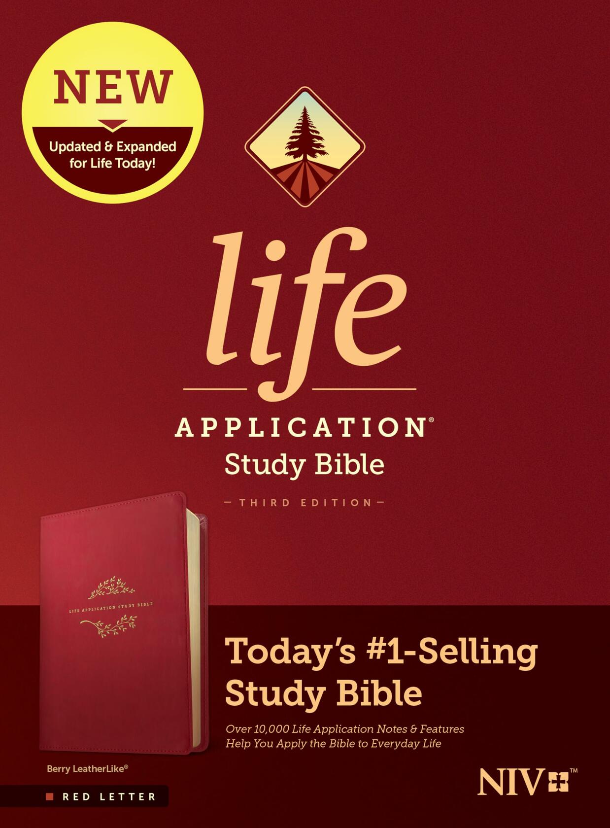 NIV Life Application Study Bible, Third Edition (LeatherLike, Berry, Red Letter)
