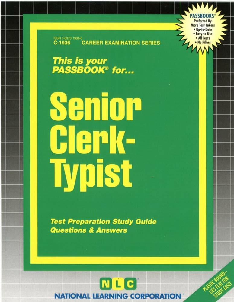 Senior Clerk-Typist(Passbooks) (Career Examination Series)
