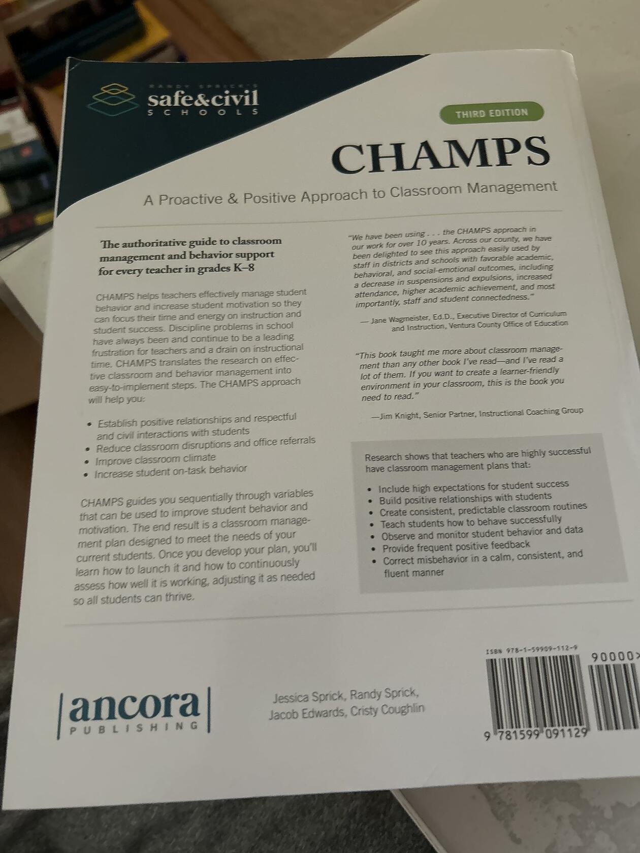 Champs A Proactive and Positive Approach to Classroom Management Third Edition