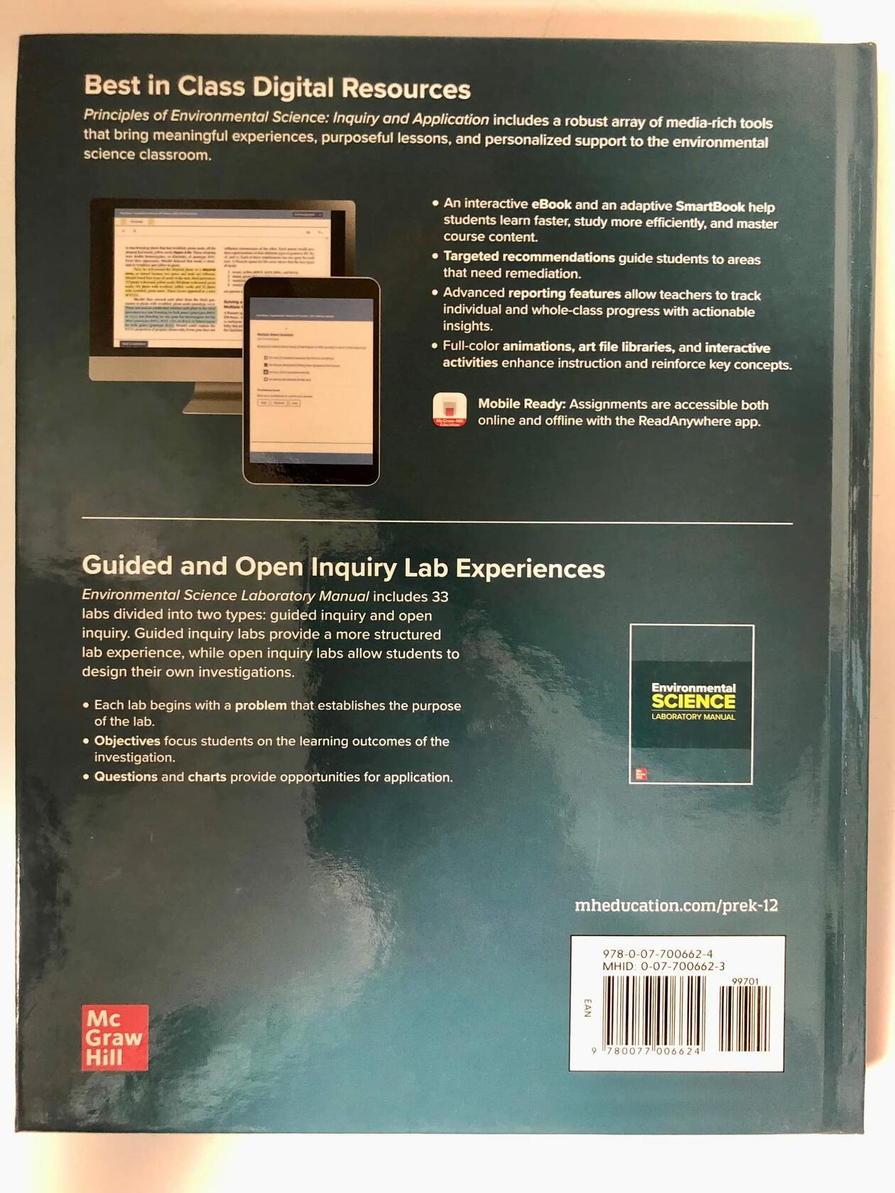Principles of Environmental Science, Inquiry & Application, High School Edition, c.2023, 9780077006624, 0077006623