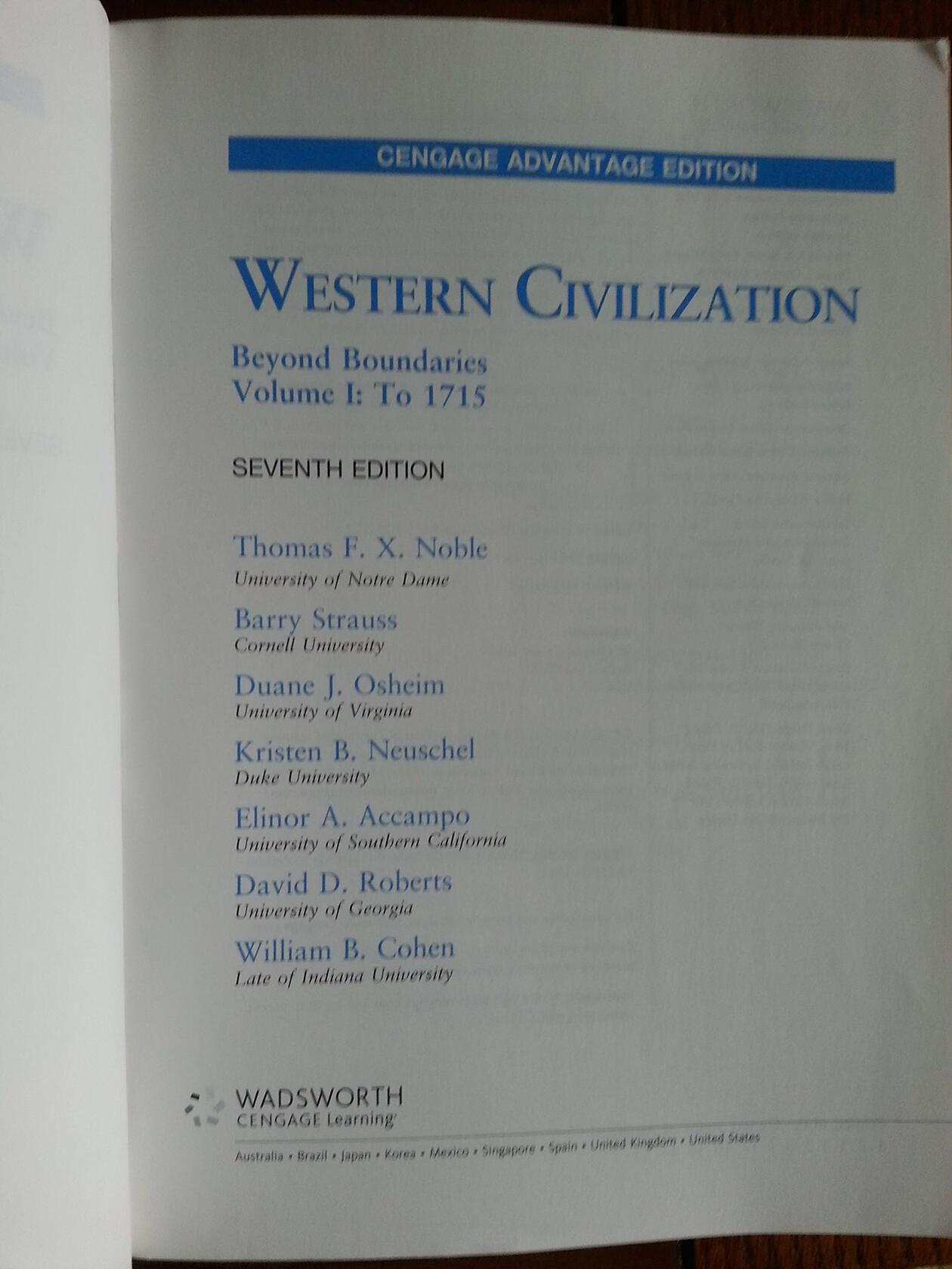 Cengage Advantage Books: Western Civilization: Beyond Boundaries, Volume I