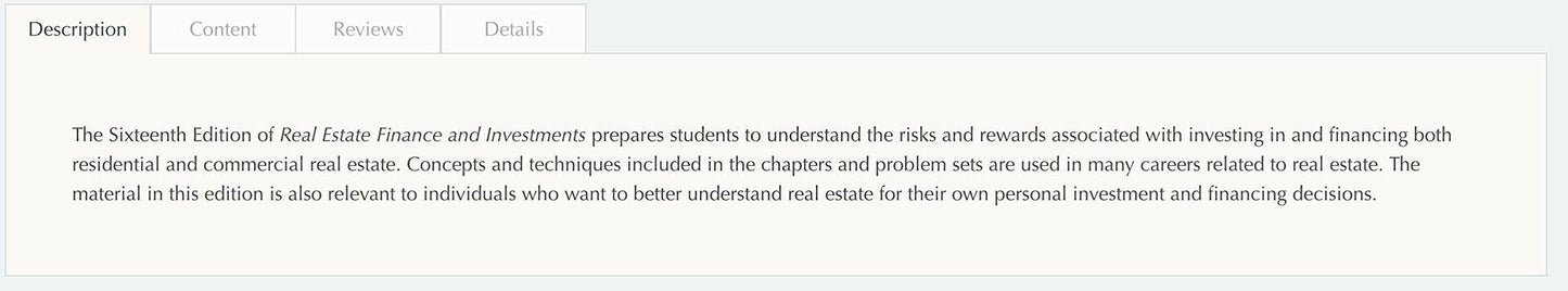 Real Estate Finance & Investments