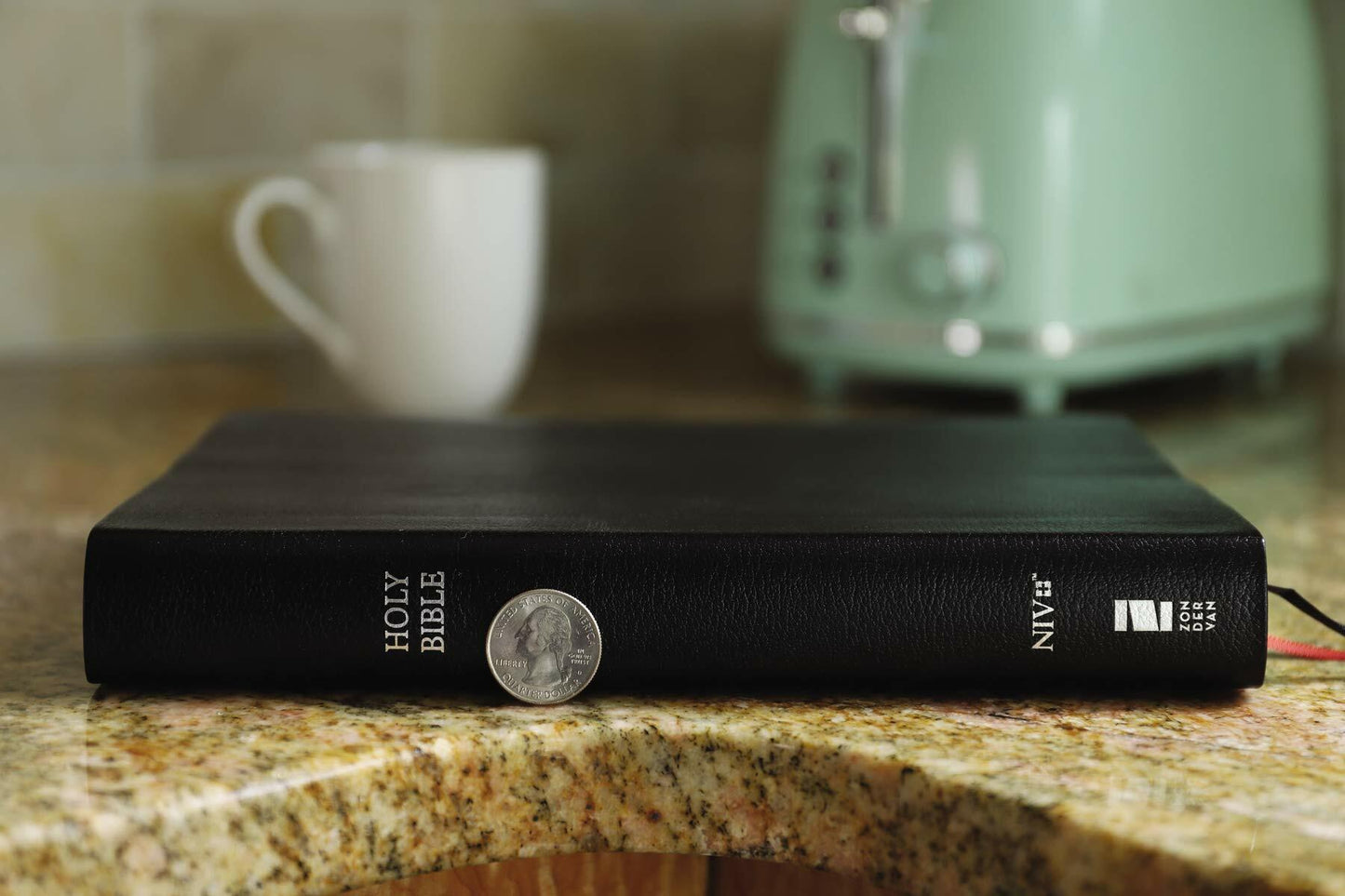 NIV, Thinline Bible, Giant Print, Bonded Leather, Black, Red Letter, Thumb Indexed, Comfort Print